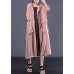 DIY light orange cotton clothes Women side open Maxi summer coats