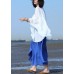 Bohemian linen tops women blouses fine Ramie Simple Solid Linen Bat Sleeved Blouse