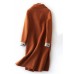 fine brown Woolen Coats plus size clothing maxi side open Notched coat