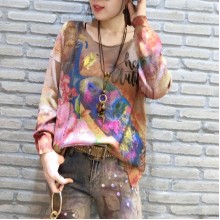 elegant vintage casual women sweater plus size phoenix print longs sleeve knit sweaters