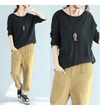 baggy loose winter woolen black sweater  fit long sleeve knit pullover