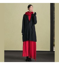 fine black woolen outwear plus size long sleeve Jackets & Coats embroidery women coats